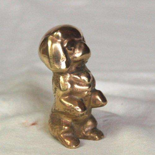 Small Solid Brass Pekingese Dog - Height 55mm