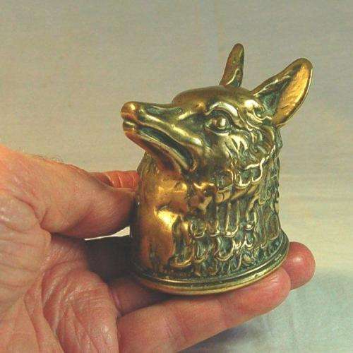 Stunning Vintage Brass Fox Head (Was a brush but the bristles worn off) - Height 65mm