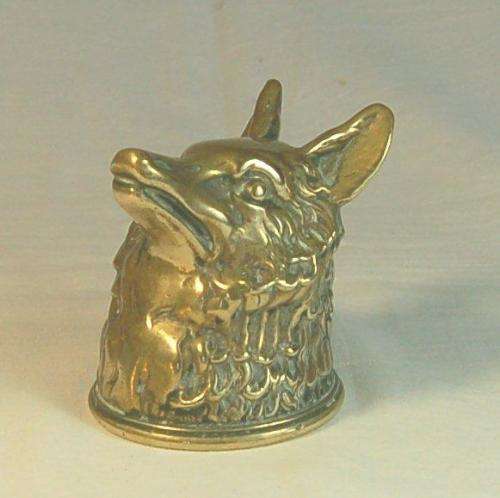 Stunning Vintage Brass Fox Head (Was a brush but the bristles worn off) - Height 65mm