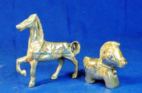 2 Solid Brass Horses - As Per Pictures - Tallest 85mm - Sold as One Lot