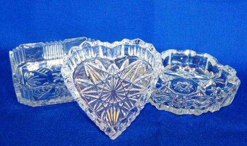 Glass pin Dishes and an Ashtray