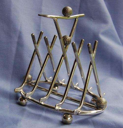 Rare Vintage Golf Design Toast / Letter Rack - Great for the Golfers desk