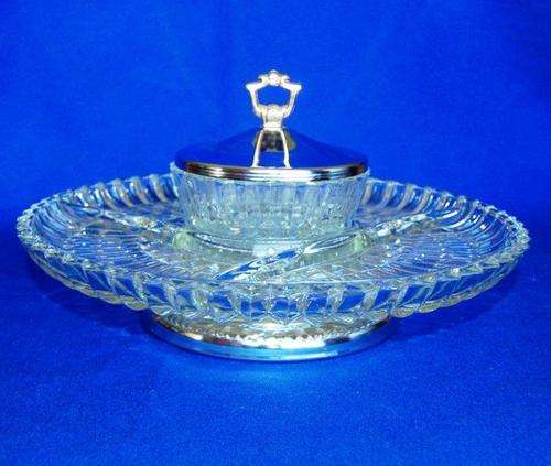 Stunning Vintage  " Kromex " Lazy Susan,  Glass and Chrome Snack Platter. Circa 1970
