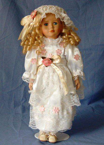 Porcelain Doll on Stand - Height 410mm