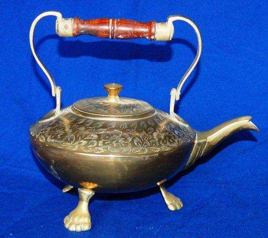 Brass Tea Pot with Wooden Handle.  Diameter 140mm