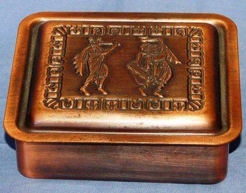 Copper Plated Trinket Box - Size 112mm X 107mm X 40mm