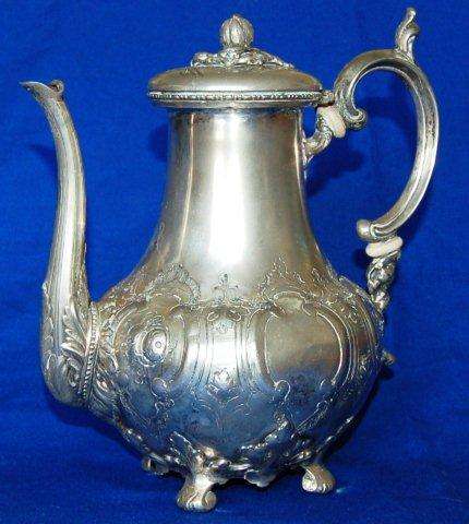 Antique Pewter Teapot by "Harrison Norfolk Works in Sheffield" Height 235mm