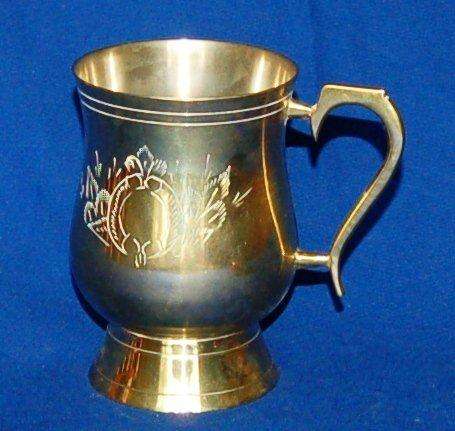Brass Mug with Etched Pattern - Height 120mm Diameter 80mm