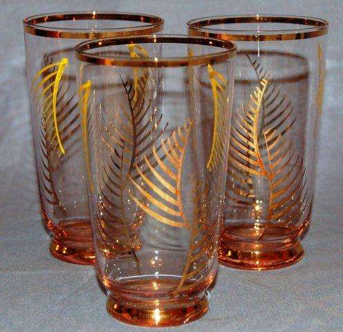 3 Leaf Design Glasses - Height 113mm
