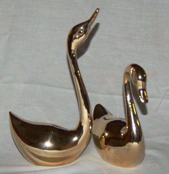 Large Quaility Brass Swans - Tallest 210mm