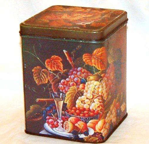 Vintage Tin Tea Caddy - Height 140mm by 105mm Square