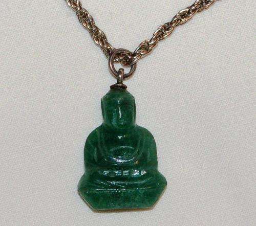 Jade Buddha Pendant with lovely Double Link Chain - Buddha is only 30mm High
