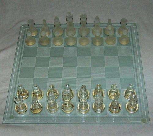 Glass Chess Set - Glass Board is 350mm X 350mm - Largest Piece 75mm