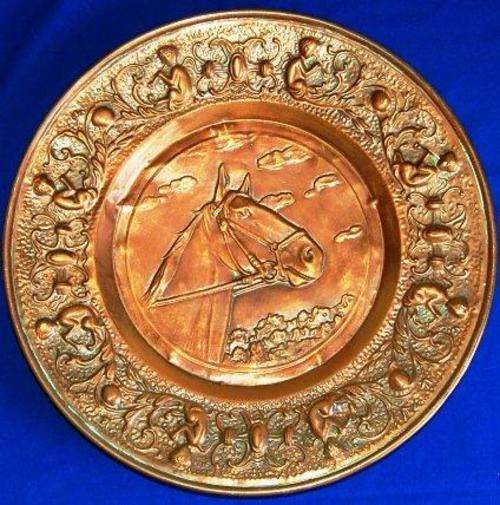 Copper Wall Hanging Plate - Horses Head - Diameter 375mm