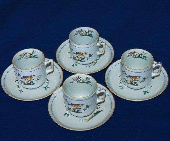 Spode " Queen's Bird " - 4 Demitasse Cups and Saucers - See Pictures and details below.