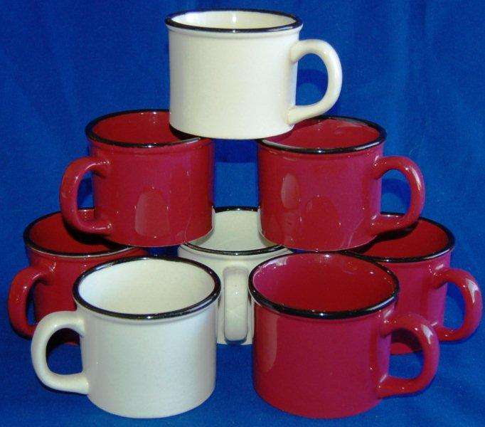 8 Stunning Ceramic Soup / Mega Coffee Mugs - Height 80mm Diameter 105mm