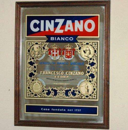 Bar Mirror - Cinzano - Size 430mm X 330mm - Good condition