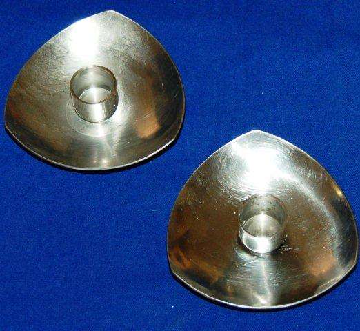 Pair of Attractive Stainless Steel Candle Holders - Diameter 95mm
