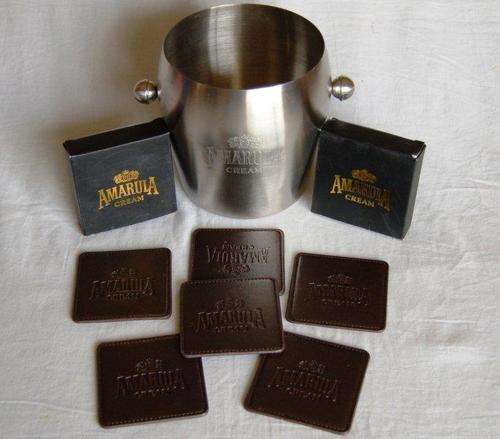 Amarula Ice Bucket and 2 Boxed Sets of Amarula Coasters - Ice Bucket 165mm High