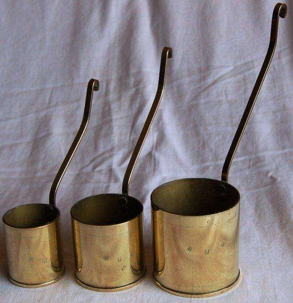 Set of 3 Vintage Brass Rum Measures - 300mls - 200mls and 100mls - Can be used in the kitchen