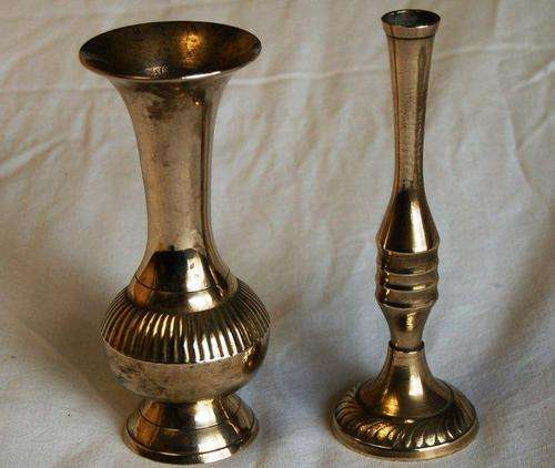 2 Vintage Brass Vases - Height 150mm