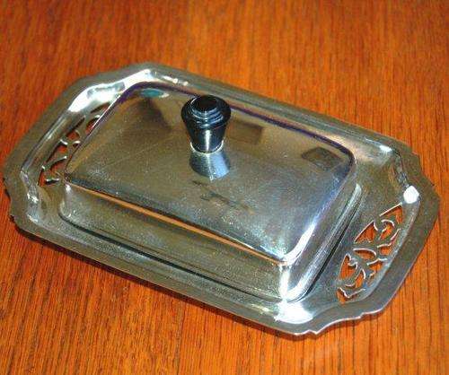 Rectangular Silver Plated Butter Dish With Inner - 155mm X 100mm