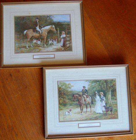 Vintage prints by "Heywood Hardy' 1843 to 1933. The meeting & A Penny from the squire.