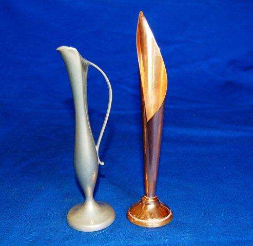 Two Attractive Stem Vase - One Copper and the other could be pewter Height 210mm