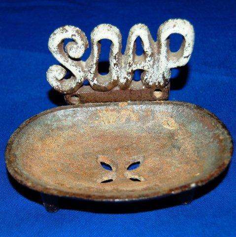 Antique Cast Iron Soap Dish - Dish measures 130mm X 90mm