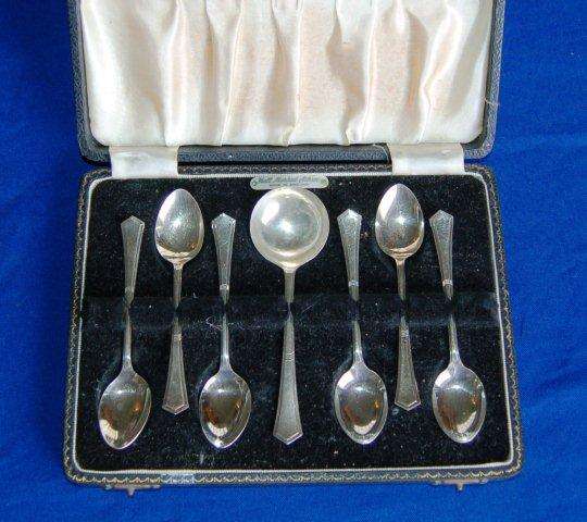 Boxed Set of 6 Hallmarked Silver Teaspoons & a Sugar Spoon - ASP Co Birmingham Sterling - 90.3 Grams