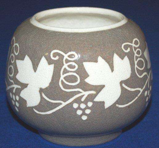 Attractive Ceramic Vase with a Grape Vine Pattern - Height 90mm Diameter 110mm