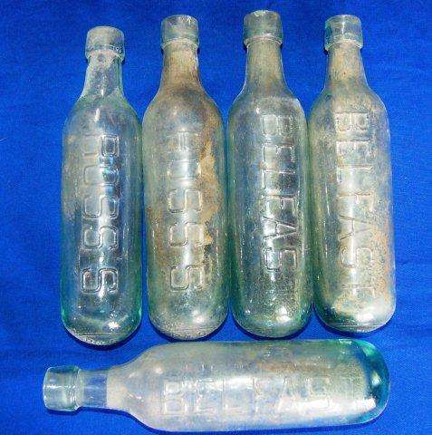5 Ross's Belfast Green Bottles - Lot 1