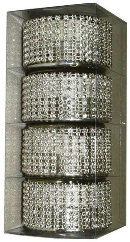 Votive/Tea Light Candle Holders - Diamond/Silver - Set of 4