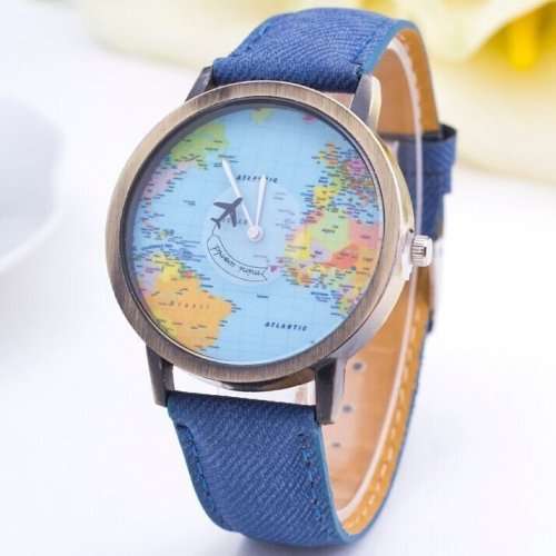 Lady's World Map Pattern Watch