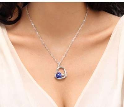 Austrian Crystal Heart Pendant Necklace (Pink colour)