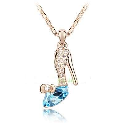 Cinderella Shoe Pendant Necklace (Gold colour pendant)