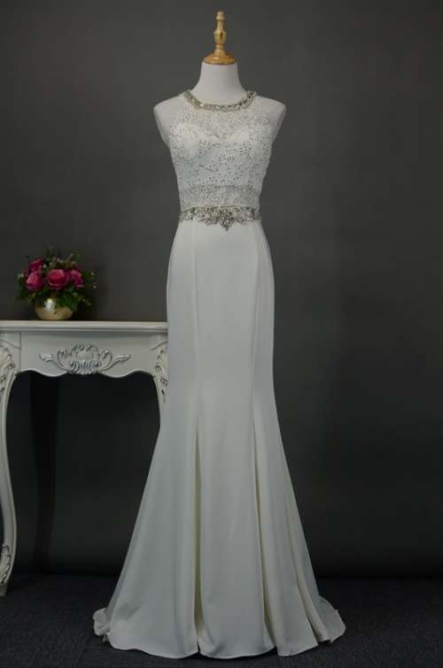Lace satin wedding gowns Evening dress