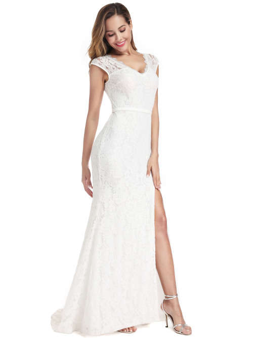 Women's A-Line V-Neck Side Split Evening Party Maxi Dresses