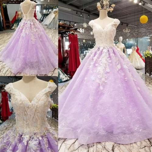 purple beads Wedding  Dress