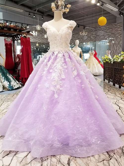 purple beads Wedding  Dress