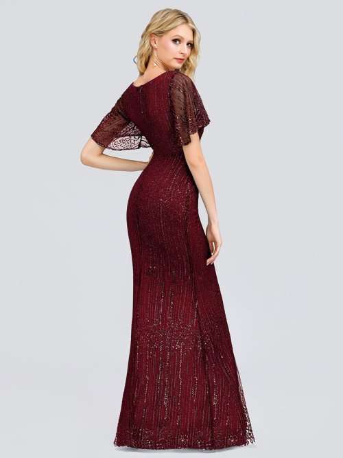 V-Neck Sleeveless Bodycon Shiny Sequin Dresses