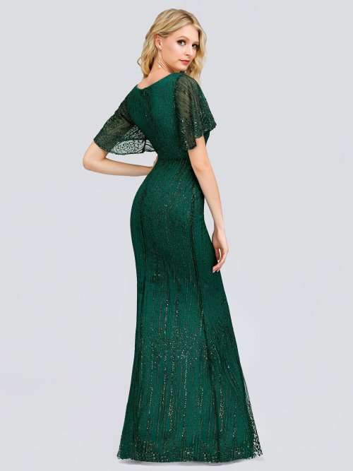 V-Neck Sleeveless Bodycon Shiny Sequin Dresses