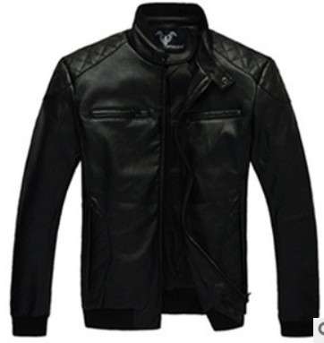 Mens PU Trendy Stand Collar Washable Leather Thick Motorbike Coat Jacket Outwear