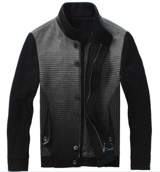 Business casual Wool gradient stripes stand collar Men's Jackets / Coats