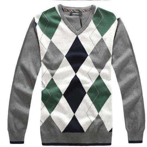 FASHION MEN'S ARGYLE  LONG SLEEVE  SWEATER  KINT