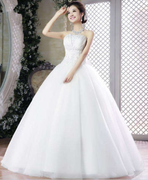 New elegant sweet princess lace up shell type strapless wedding dress