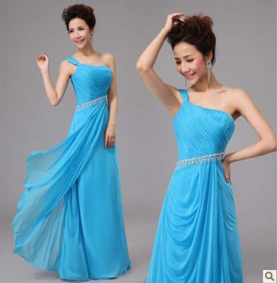 Greek Style Sexy One Shoulder Bridesmaid Prom Formal Party Ball Evening Pageant Dresses 5colors