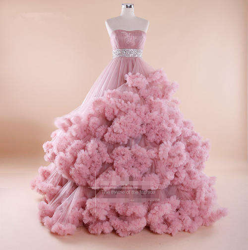 2013  The Latest Princess Strapless Clouds Wedding Dress