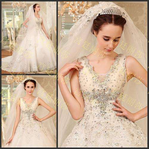Special Offer 2013 New Luxury Rhinestone  Lace up   Princess Wedding Dress