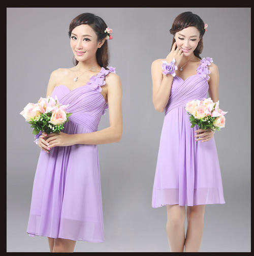 Short One Shoulder Flower Bridesmaids dress/ Formal / Evening Dress 8 colors